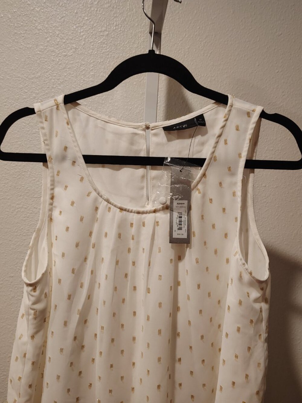 Apt. 9 Women's Tank Top Size Medium NWT Semi Sheer White Metallic Spots Layered - Picture 3 of 11